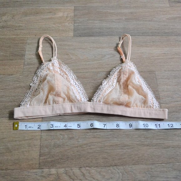 Free People Urban Outfitters Nude Lace Embroidered Bralette Size Small - Picture 2 of 4